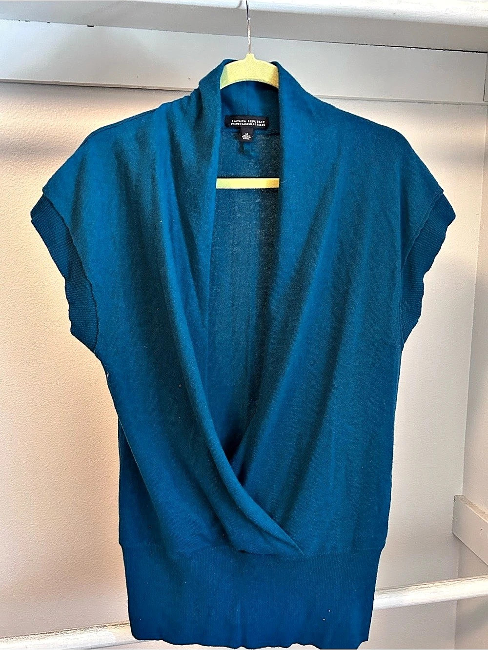 Vintage Banana Republic Blue Luxury Cashmere Draped Sweater - Size M